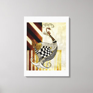 Schach und Bogen VINTAGE Rustikale Pfauenillustrat Leinwanddruck