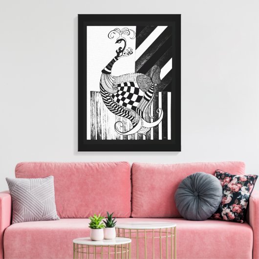 Schach- und Bow-DAD-Pfauenfarbe Leinwanddruck (Insitu (Wohnzimmer))