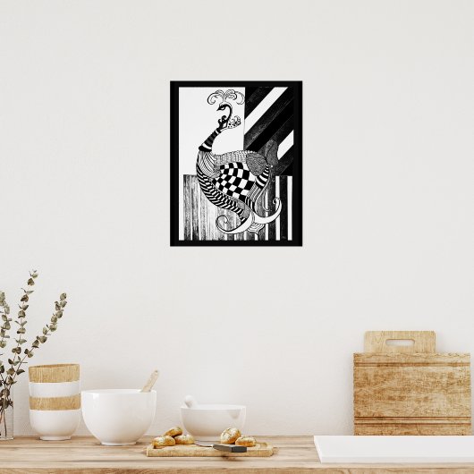 Schach- und Bow-DAD-Pfauenfarbe Poster (Küche)