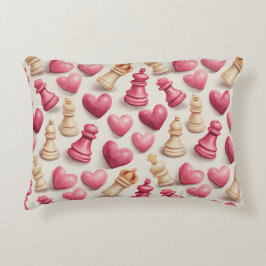 Schach- und Herz-Valentinsmuster Dekokissen