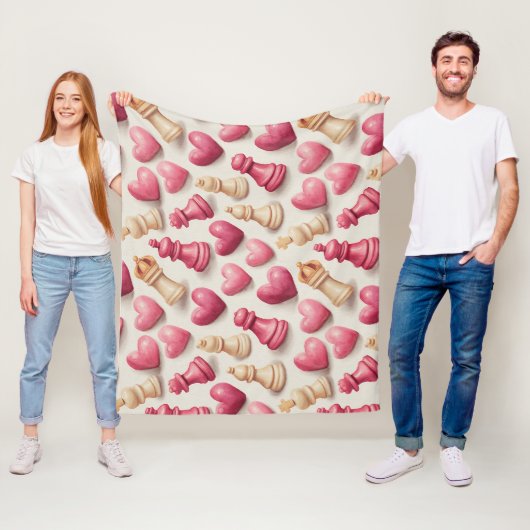 Schach- und Herz-Valentinsmuster Fleecedecke (Beispiel)
