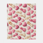 Schach- und Herz-Valentinsmuster Fleecedecke (Vorderseite)