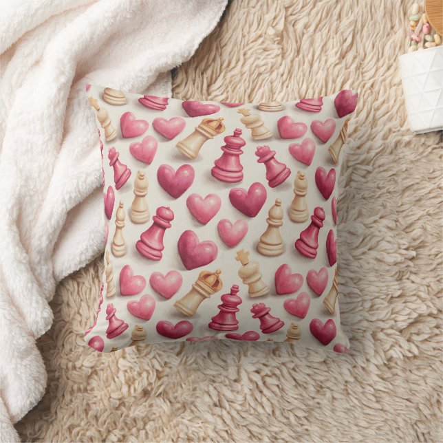 Schach- und Herz-Valentinsmuster Kissen (Decke)