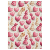 Schach- und Herz-Valentinsmuster Klemmbrett (Rückseite)