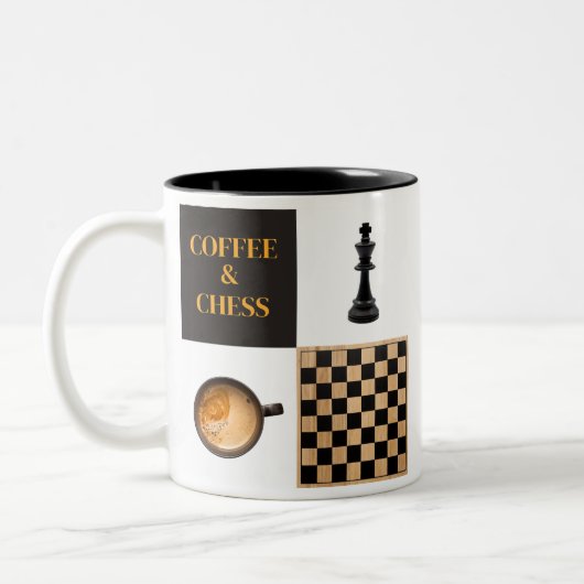 Schach- und Kaffeeliebhaber und Schachspieler Zweifarbige Tasse (Links)