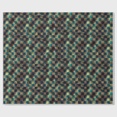 Schach und Kratzeffekt, blau und gelb Geschenkpapier (Flach)