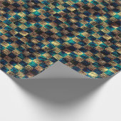 Schach und Kratzeffekt, blau und gelb Geschenkpapier (Ecke)