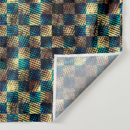 Schach und Kratzeffekt, blau und gelb Wandteppich