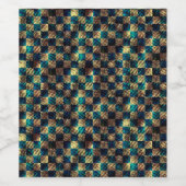 Schach und Kratzeffekt, gelb und blau Weinetikett (Einzelnes Label)