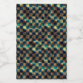 Schach und Kratzeffekt, gelb und blau Weinetikett (Einzelnes Label)