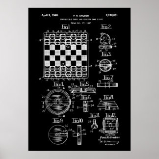 Schach- und Schachbrett-Game-Patent Poster