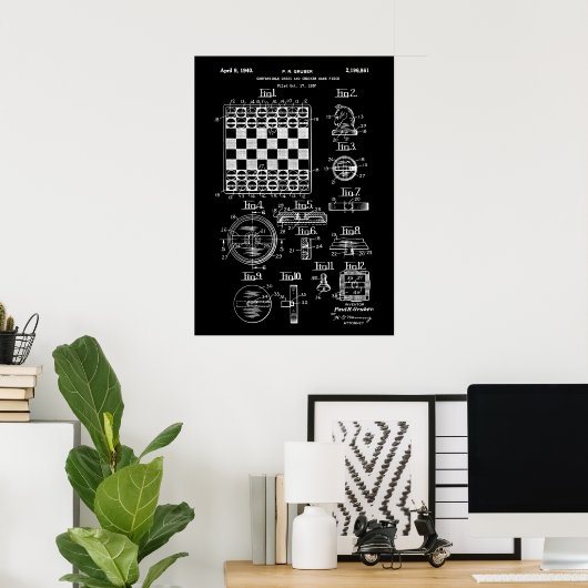 Schach- und Schachbrett-Game-Patent Poster (Heimbüro)