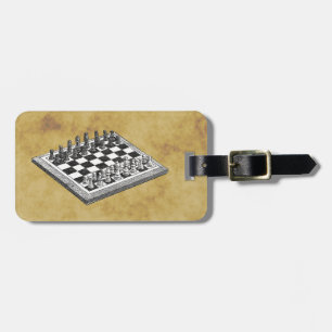Schach und Schachbrett Vintage WBG abgenutzt Gepäckanhänger