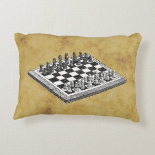 Schach und Schachbrett Vintage WBG abgenutzt Zierkissen