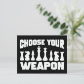Schach Wählen Sie Ihre Waffe Schach Stücke Postkarte (Stehend Vorderseite)