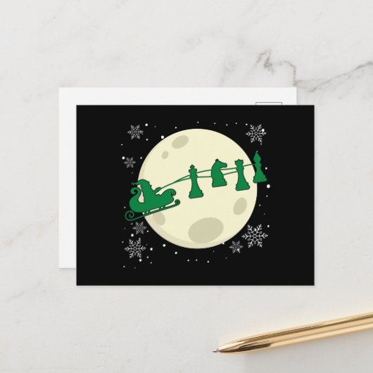 Schach Weihnachten - Schach-Piece Rentier Postkarte (Vorderseite/Rückseite Beispiel)