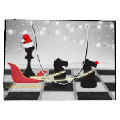 Schach Weihnachtsmann und Rentier Weihnachten Große Geschenktüte (Rückseite)