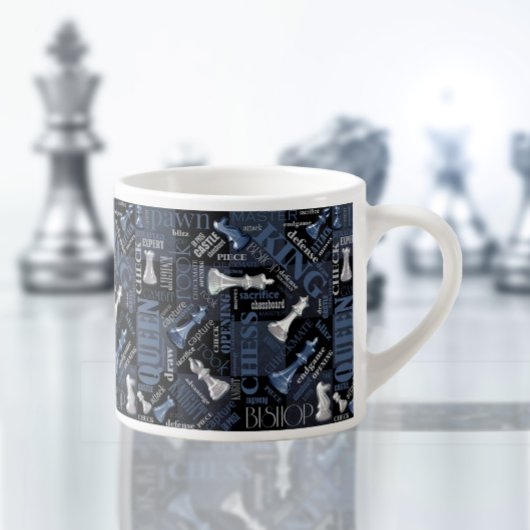 Schachbegriffe und -stücke Silver und Blue ID784 Espressotasse
