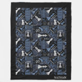 Schachbegriffe und -stücke Silver und Blue ID784 Fleecedecke (Vorderseite)