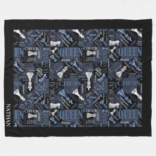 Schachbegriffe und -stücke Silver und Blue ID784 Fleecedecke (Vorderseite (Horizontal))