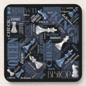 Schachbegriffe und -stücke Silver und Blue ID784 Getränkeuntersetzer (Vorderseite)