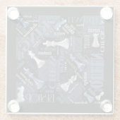 Schachbegriffe und -stücke Silver und Blue ID784 Glasuntersetzer (Rückseite)