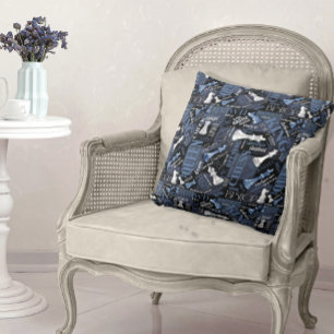 Schachbegriffe und -stücke Silver und Blue ID784 Kissen