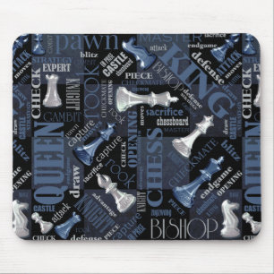 Schachbegriffe und -stücke Silver und Blue ID784 Mousepad