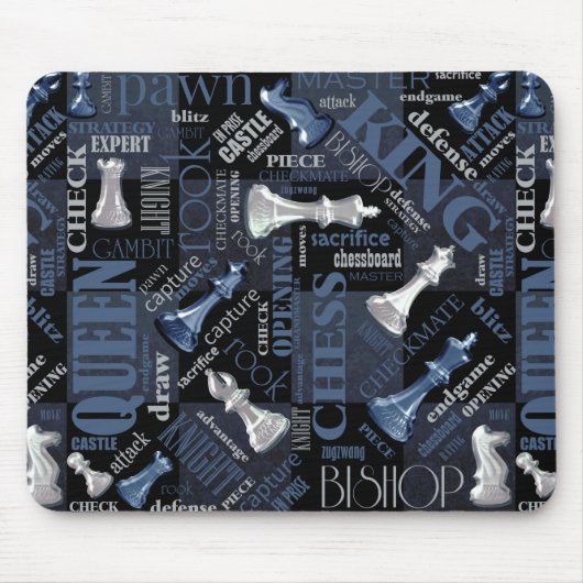 Schachbegriffe und -stücke Silver und Blue ID784 Mousepad (Vorne)