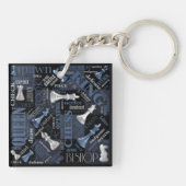 Schachbegriffe und -stücke Silver und Blue ID784 Schlüsselanhänger (Rückseite)