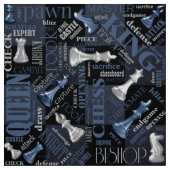 Schachbegriffe und -stücke Silver und Blue ID784 Stoff (Muster)