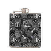 Schachbegriffe und Teile Schwarz/Weiß-ID784 Flachmann (Vorderseite)