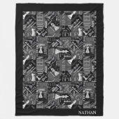 Schachbegriffe und Teile Schwarz/Weiß-ID784 Fleecedecke (Vorderseite)