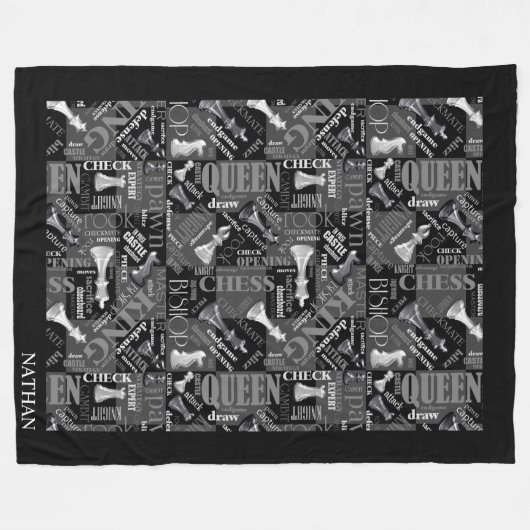 Schachbegriffe und Teile Schwarz/Weiß-ID784 Fleecedecke (Vorderseite (Horizontal))