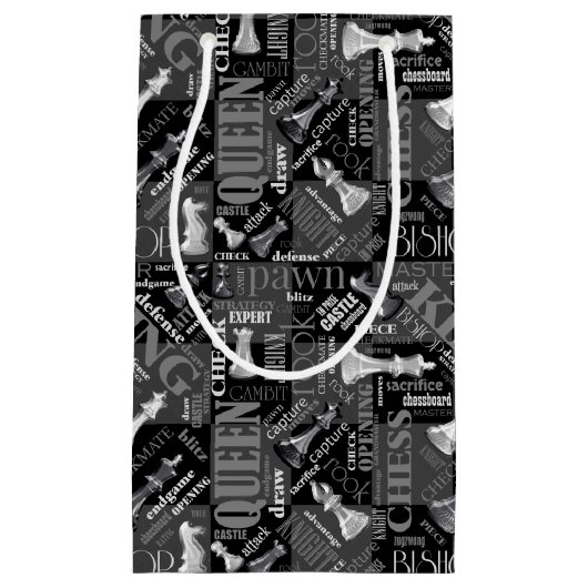 Schachbegriffe und Teile Schwarz/Weiß-ID784 Kleine Geschenktüte (Vorderseite)