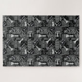Schachbegriffe und Teile Schwarz/Weiß-ID784 Puzzle (Horizontal)