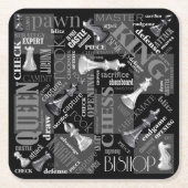 Schachbegriffe und Teile Schwarz/Weiß-ID784 Rechteckiger Pappuntersetzer (Vorderseite)