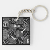 Schachbegriffe und Teile Schwarz/Weiß-ID784 Schlüsselanhänger (Rückseite)