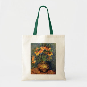 Schachblumen in einer Kupfervase von Vincent van G Tragetasche