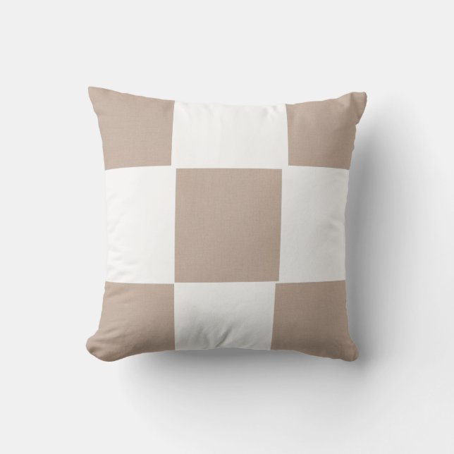 Schachbrett Beige Tan Kissen (Vorderseite)