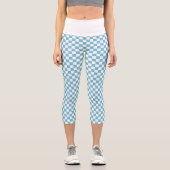 Schachbrett Blau Weiß Capri Leggings (Vorderseite)