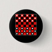 Schachbrett Board Games Black and Red Hal Button (Vorderseite)