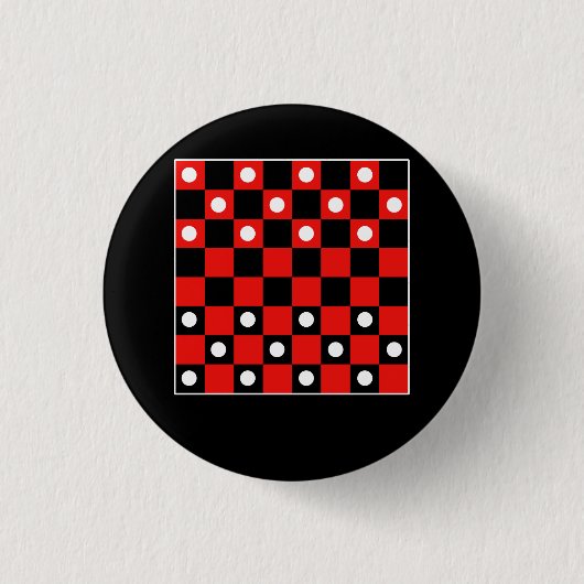 Schachbrett Board Games Black and Red Hal Button (Vorderseite)