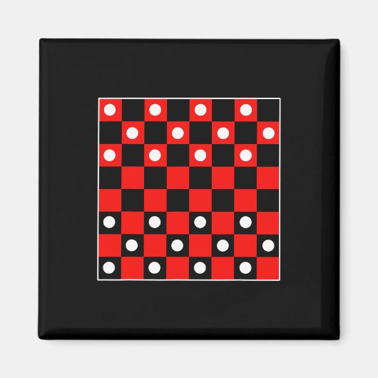 Schachbrett Board Games Black and Red Hal Magnet (Vorne)