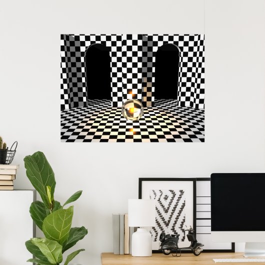 Schachbrett Board Marmorplakat Poster (Heimbüro)