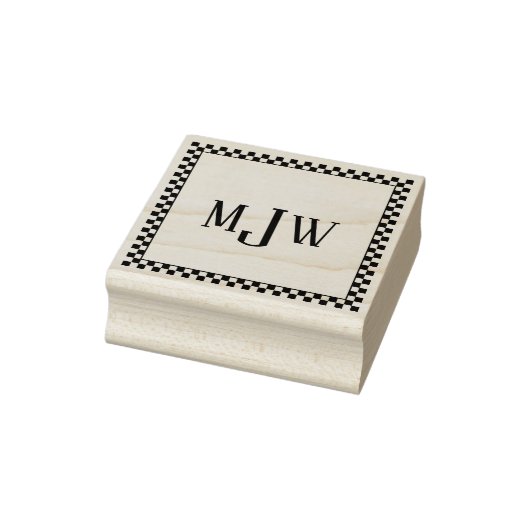 Schachbrett-Board-Rahmen Monogramm Gummi-Briefmark Gummistempel (Stempel)