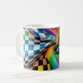 Schachbrett Board Rainbow Pattern Digitale Kunst Kaffeetasse (Vorderseite Links)