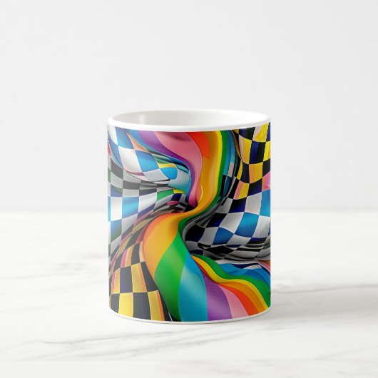 Schachbrett Board Rainbow Pattern Digitale Kunst Kaffeetasse (Mittel)