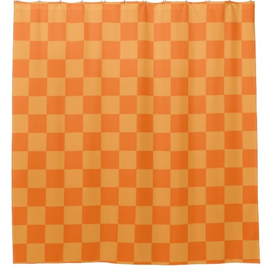 Schachbrett-Design für Licht und Dunkel-Orange Duschvorhang (Vorderseite)