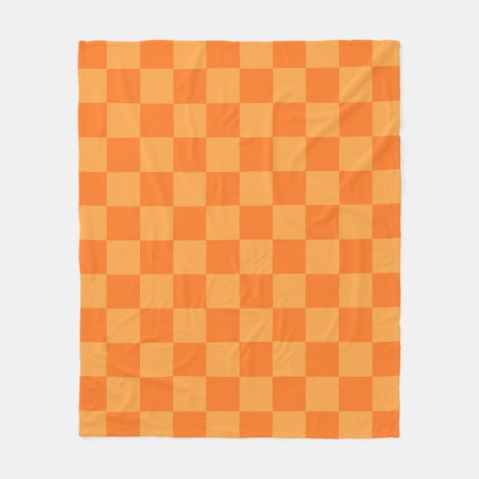 Schachbrett-Design für Licht und Dunkel-Orange Fleecedecke (Vorderseite)
